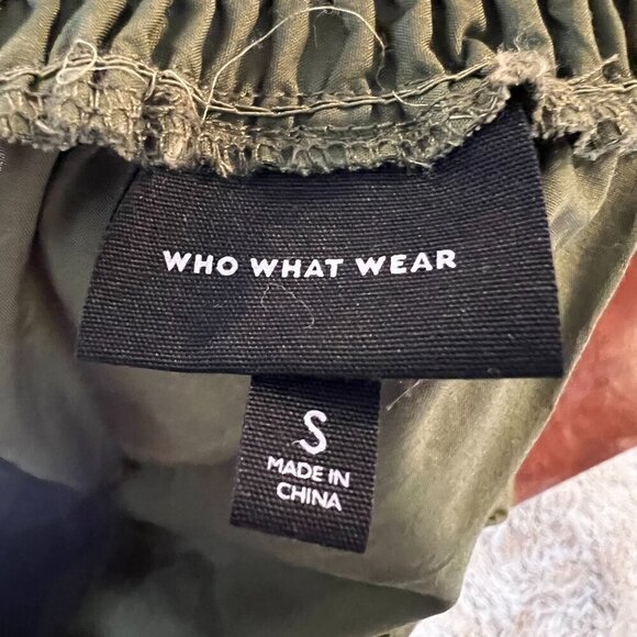 Who What Wear Olive Green Puff Short Sleeve‎ Cut Out Midi Dress Size Small - Picture 6 of 13